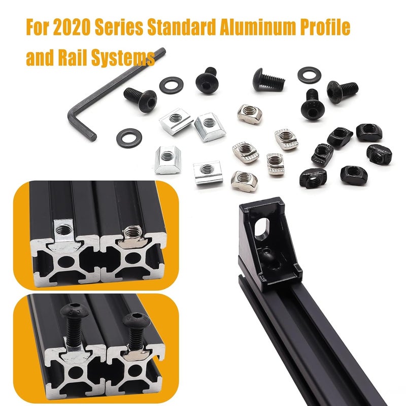 weideer 275PCS M5 T-Nuts Screws Assortment Kit,M5 T-Sliding Nut Hexagon Socket Screw T-Nuts Washers for Mlok Screws and Nuts Replacement Sets for 2020 Series Aluminum - Image 4